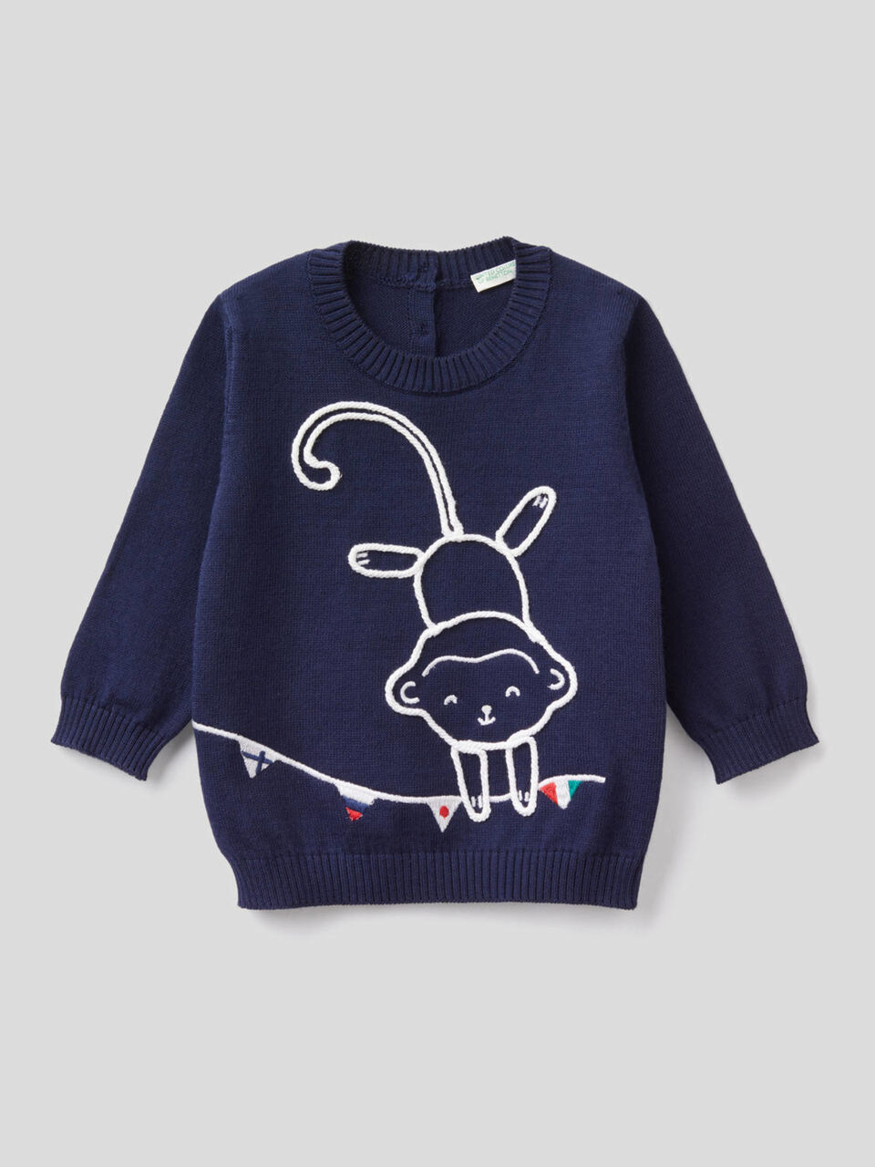 Sweater in 100% cotton with embroidery image number 1