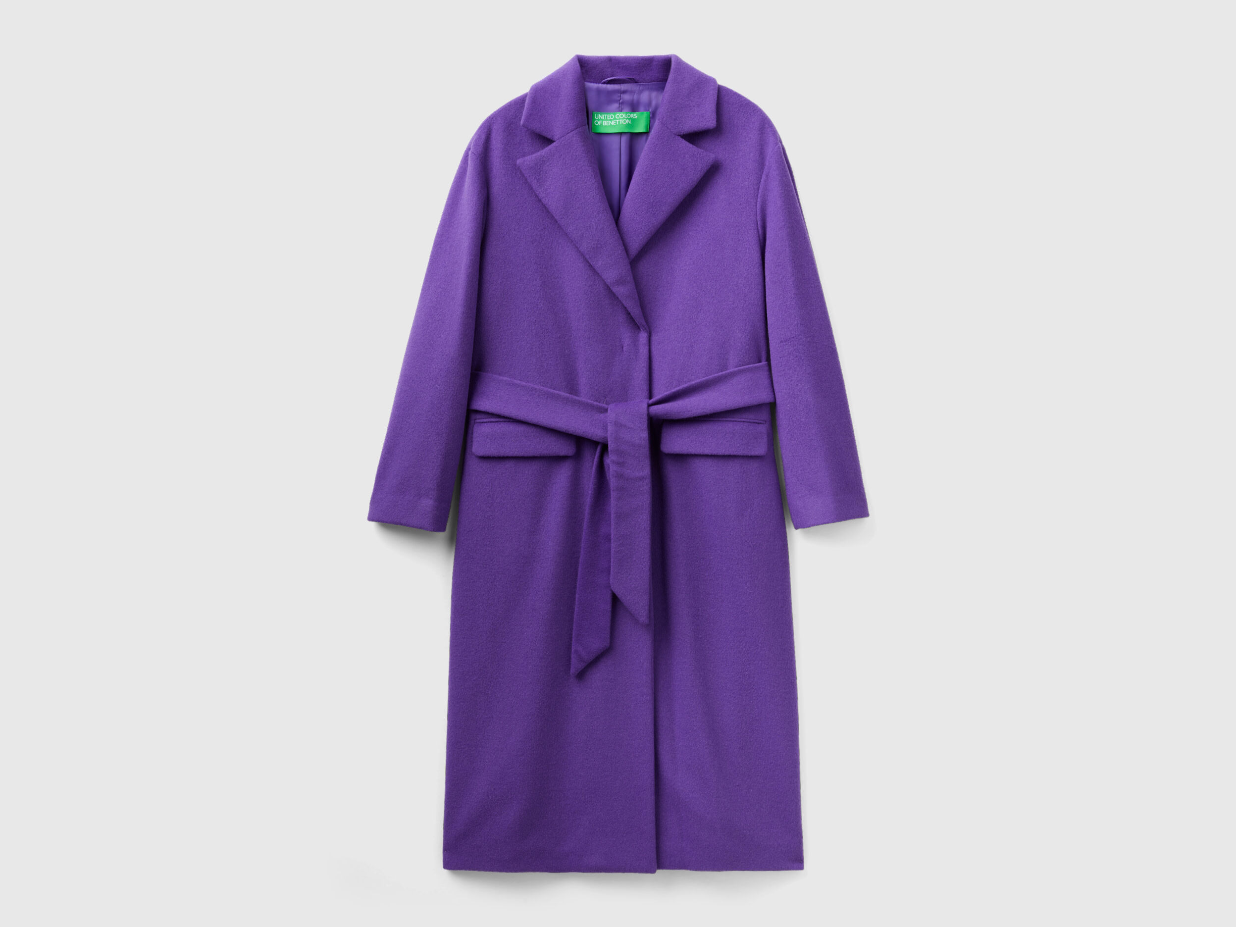 Long coat with belt Violet Benetton
