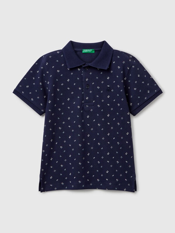 Micro patterned polo shirt in pure cotton Junior Boy