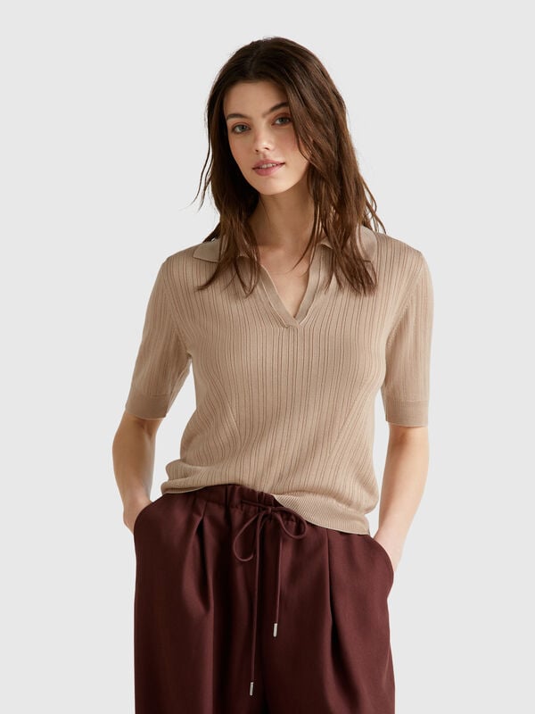 Short sleeve knit polo Women