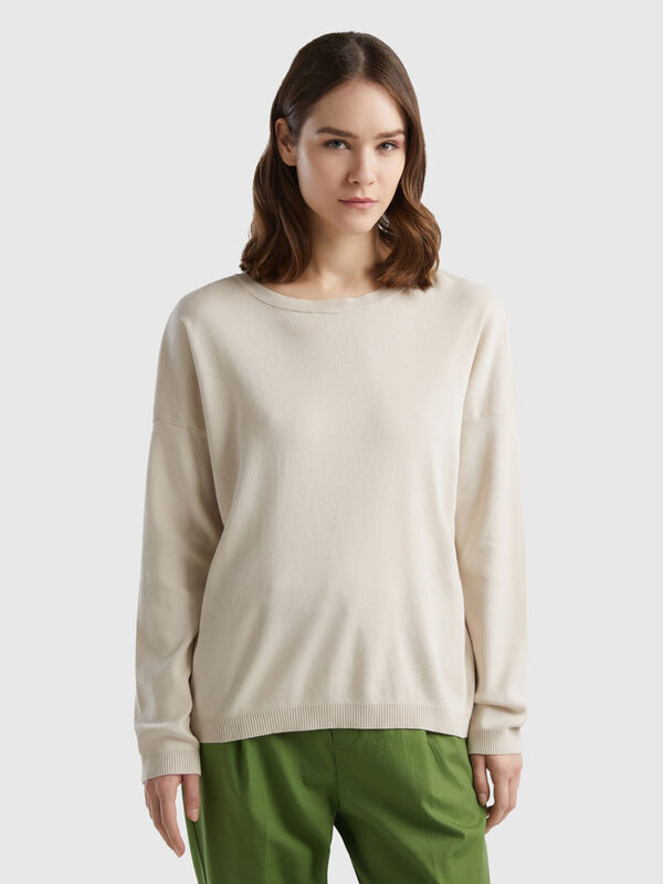 Cotton sweater with round neck Women