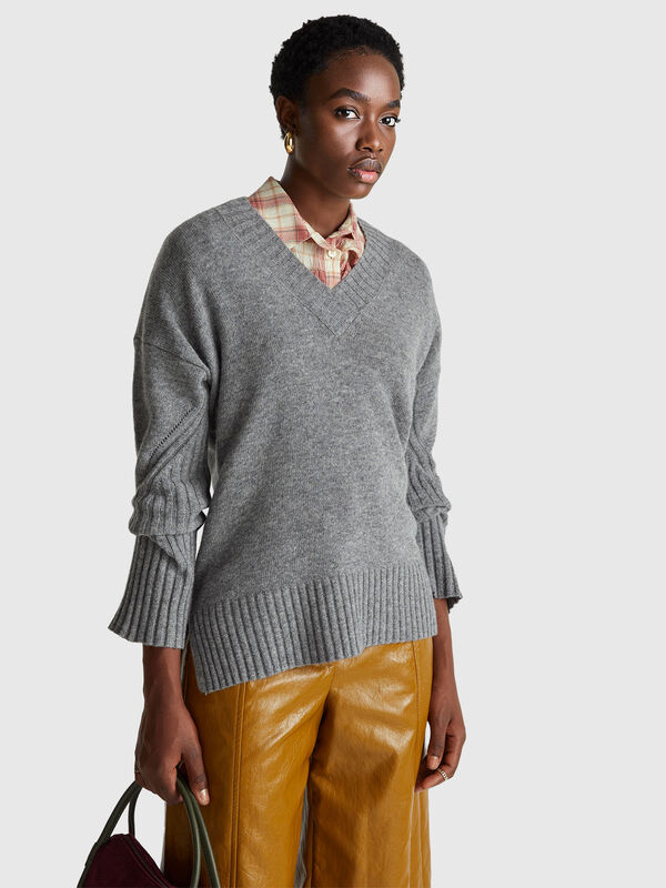 Oversized sweater in wool blend Women