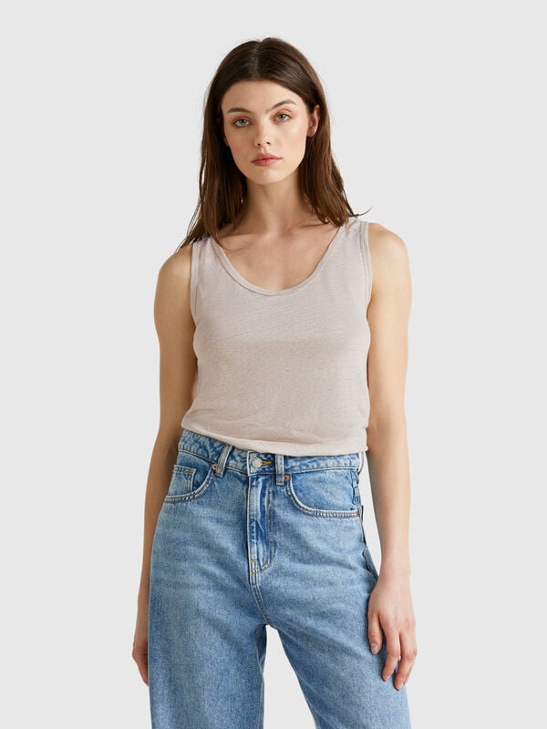 Tank top in pure linen Women