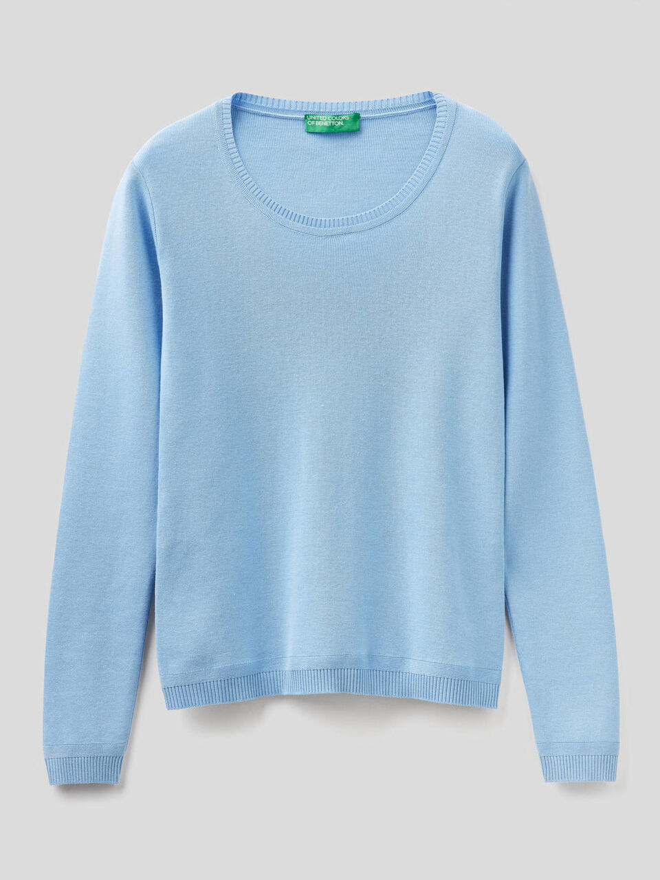 Crew neck sweater in pure cotton image number 1
