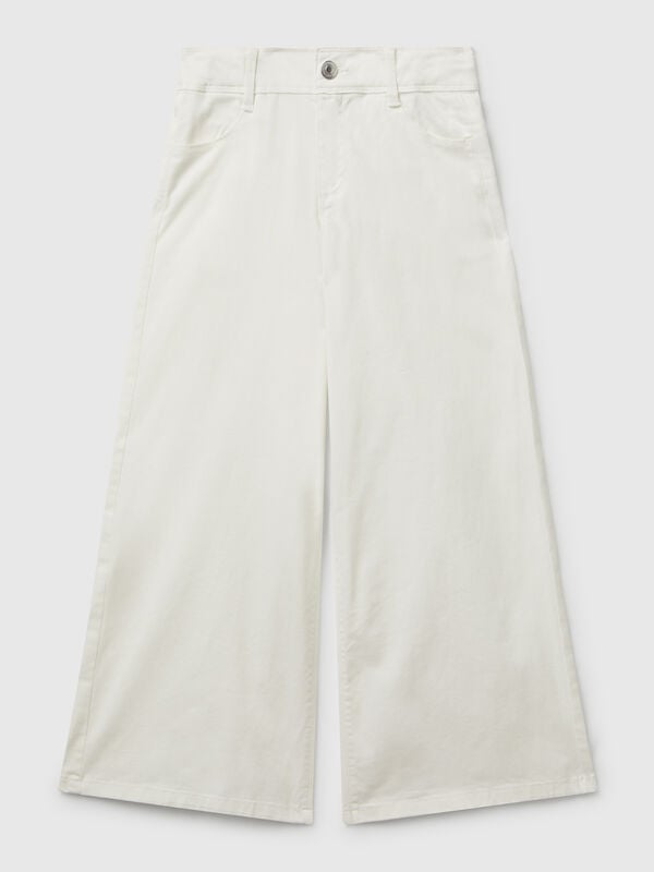 Wide trousers in stretch cotton Junior Girl