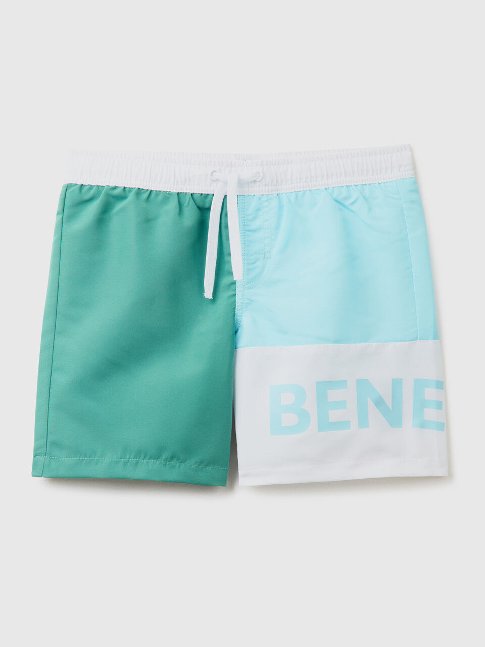 Color block swim trunks with logo