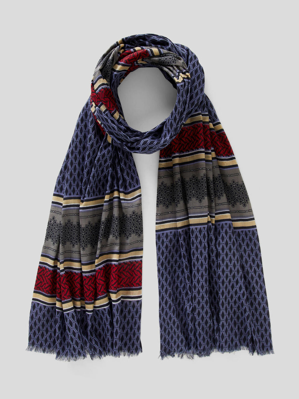 Patterned scarf in 100% cotton image number 1