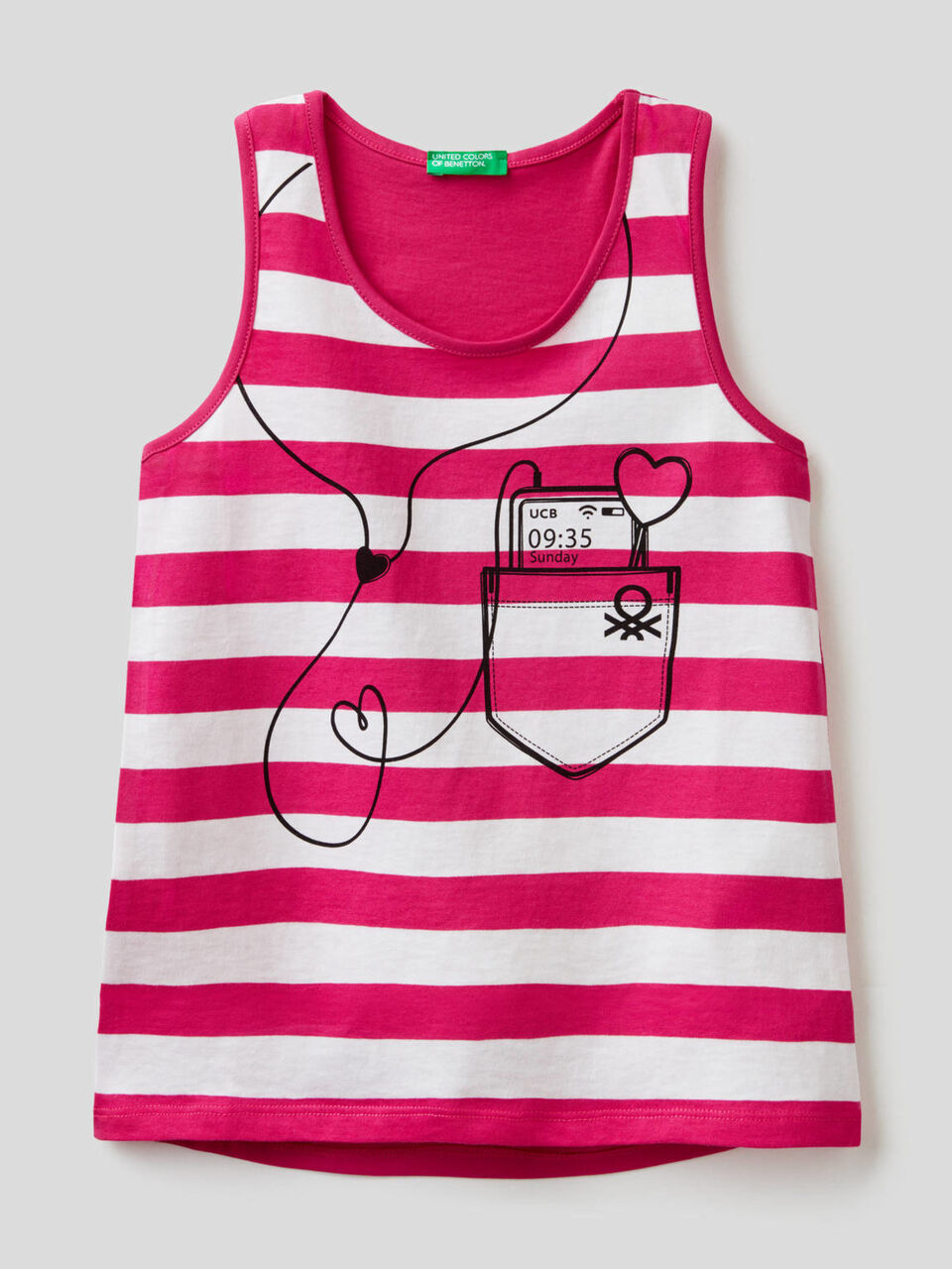 Striped tank top in pure cotton image number 1