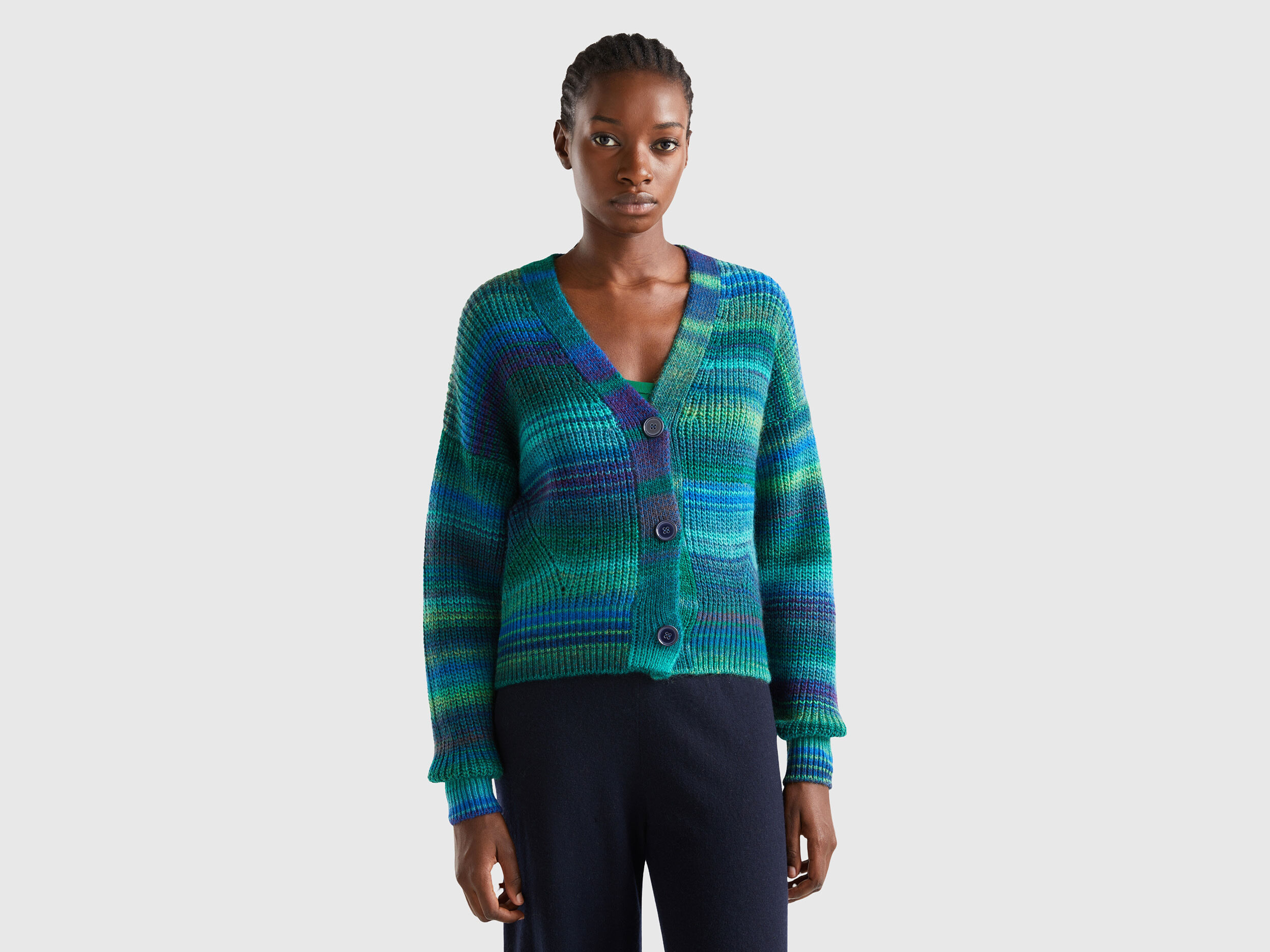 Multicolor striped cardigan Multi color Benetton
