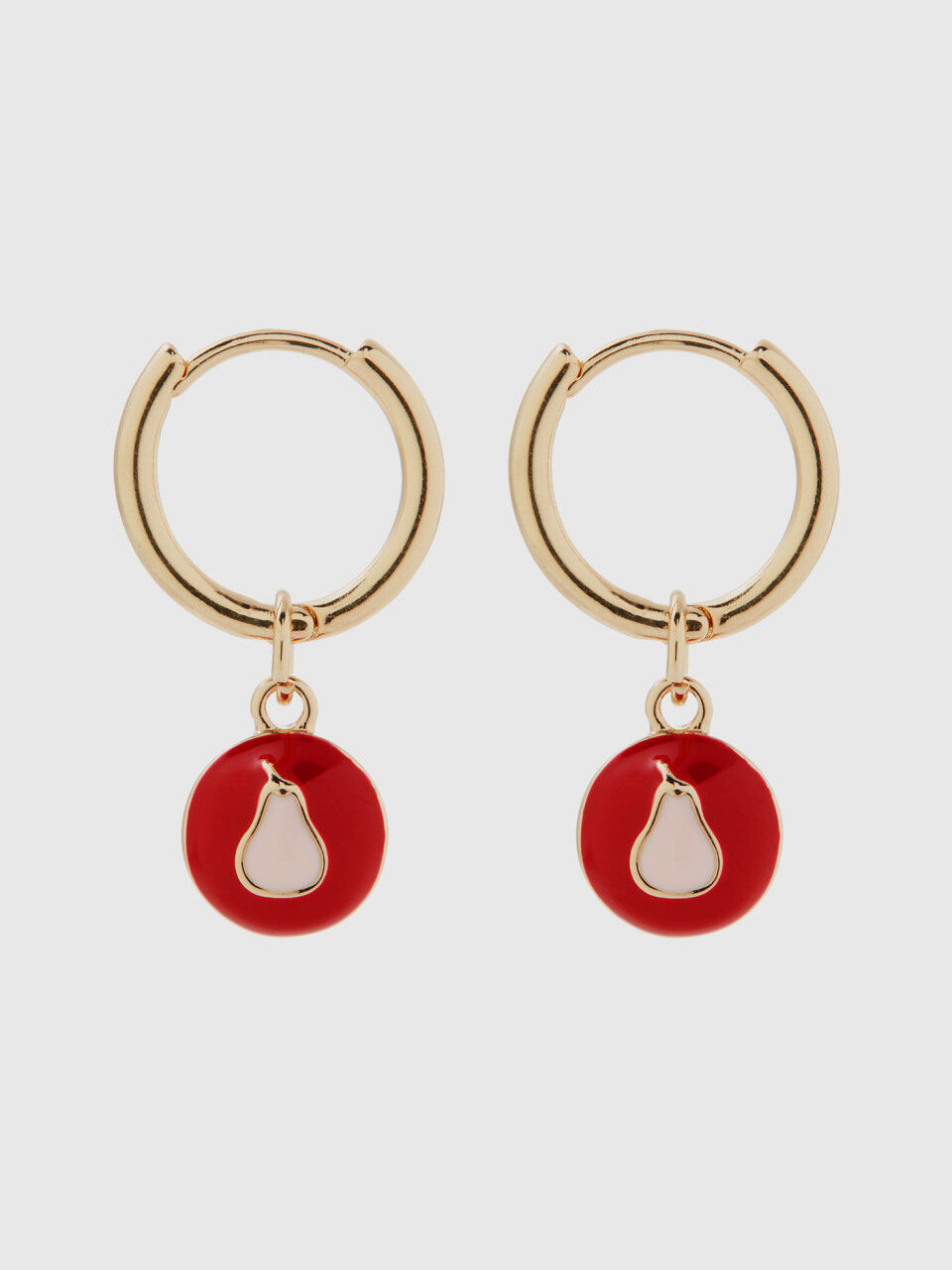 Earrings with red pear pendant