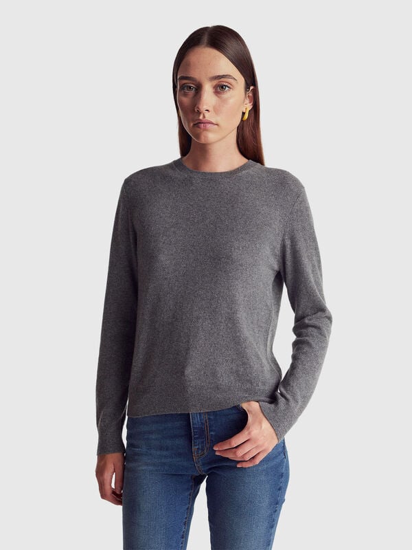 Dark gray sweater in pure cashmere Women