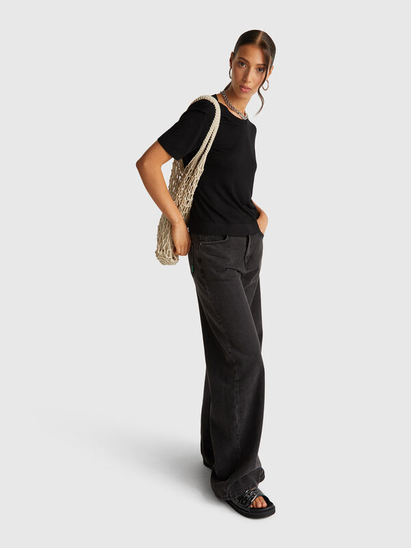 Short sleeve top in silk blend Women