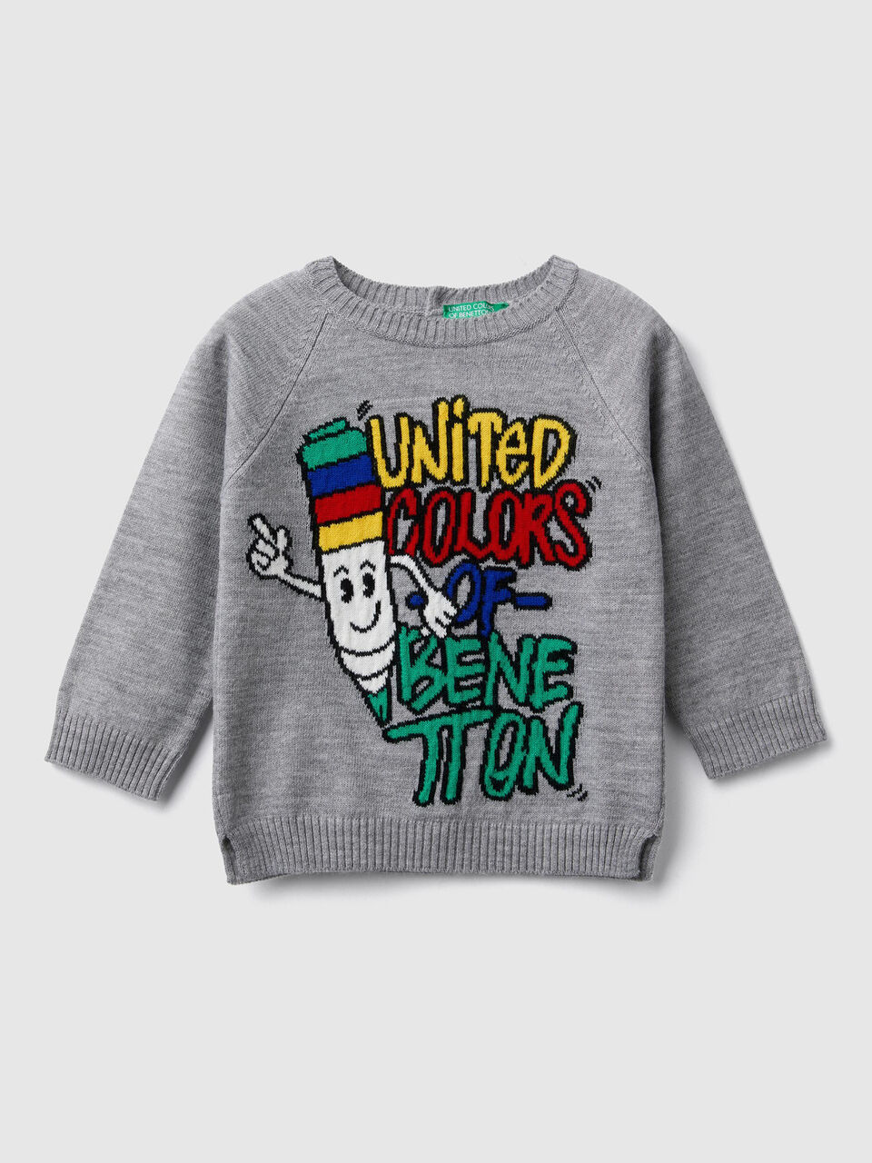 Crew neck sweater with inlay image number 1