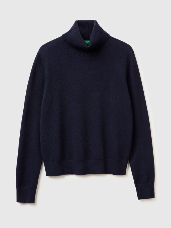 Dark blue turtleneck in pure cashmere Women