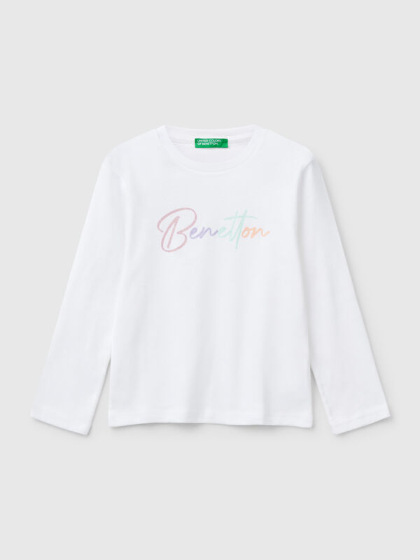 Slim fit t-shirt with glittery print Junior Girl