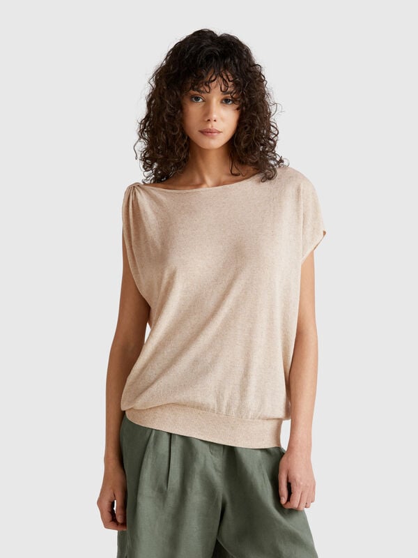 Uneven sweater in linen blend Women