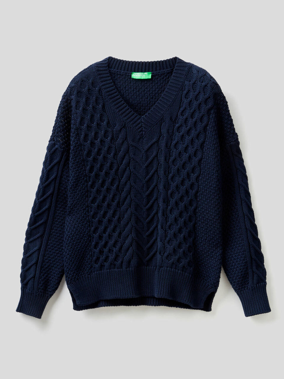 Knit sweater in pure cotton image number 1