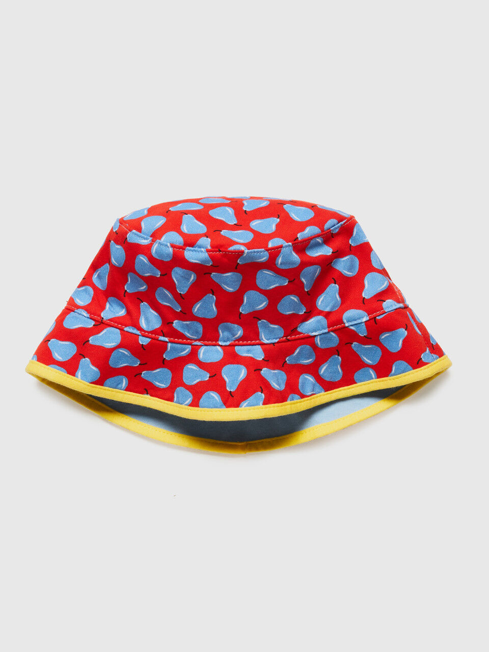 Reversible hat with pear print