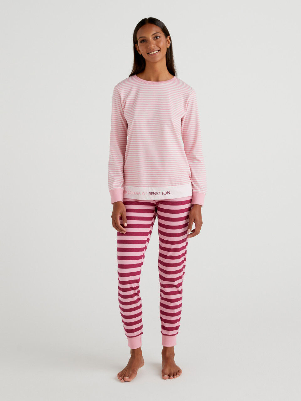 Striped pyjamas in long fiber cotton