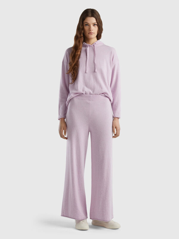 Light lilac wide trousers in cashmere and wool blend Women