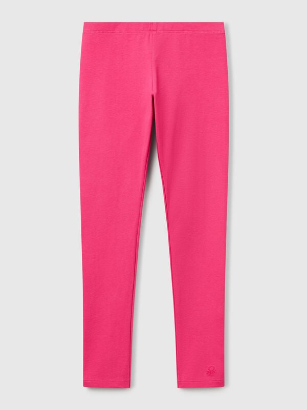 Stretch cotton leggings with logo Junior Girl