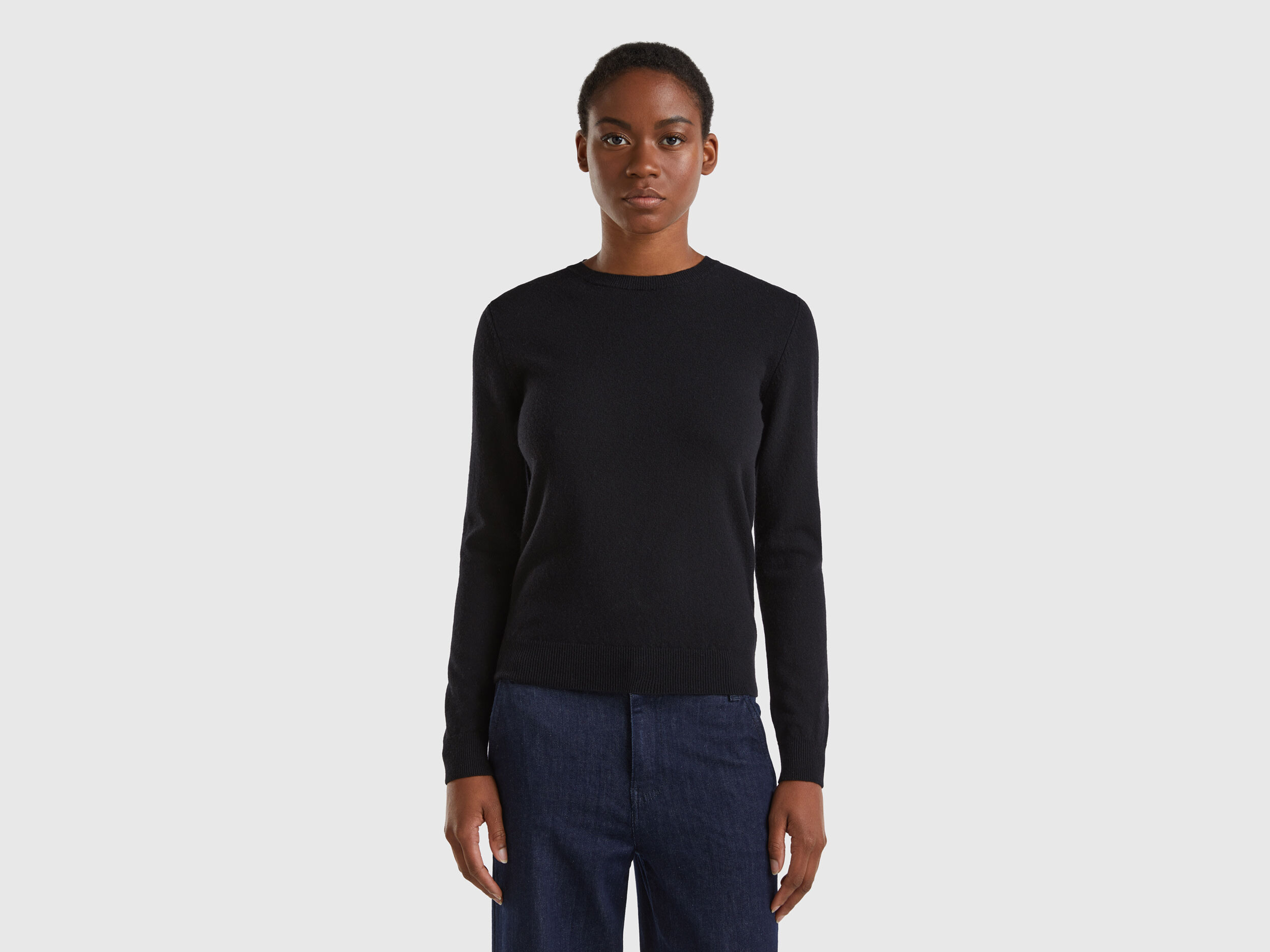 Black wool crew neck on sale sweater