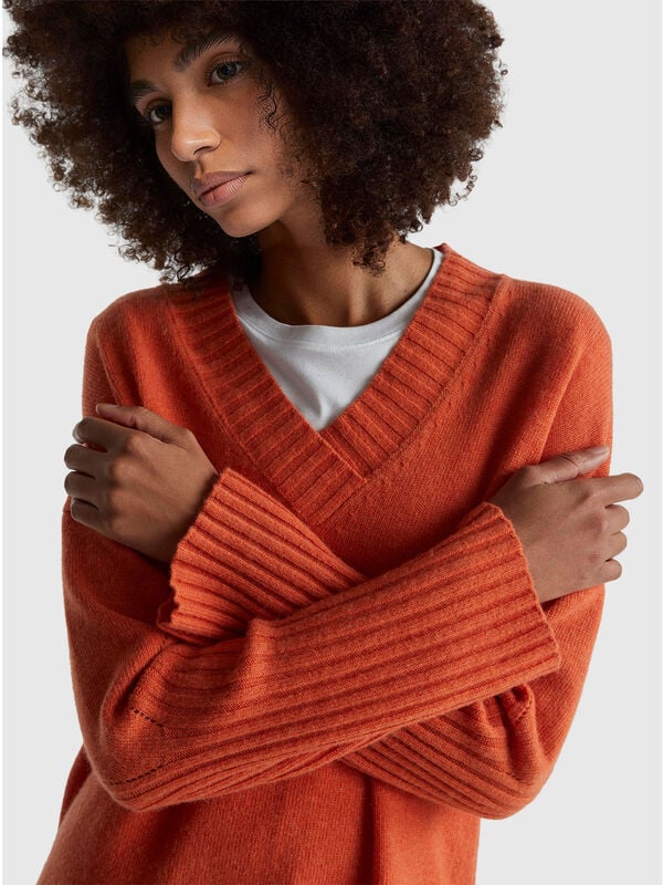 Oversized sweater in wool blend Women