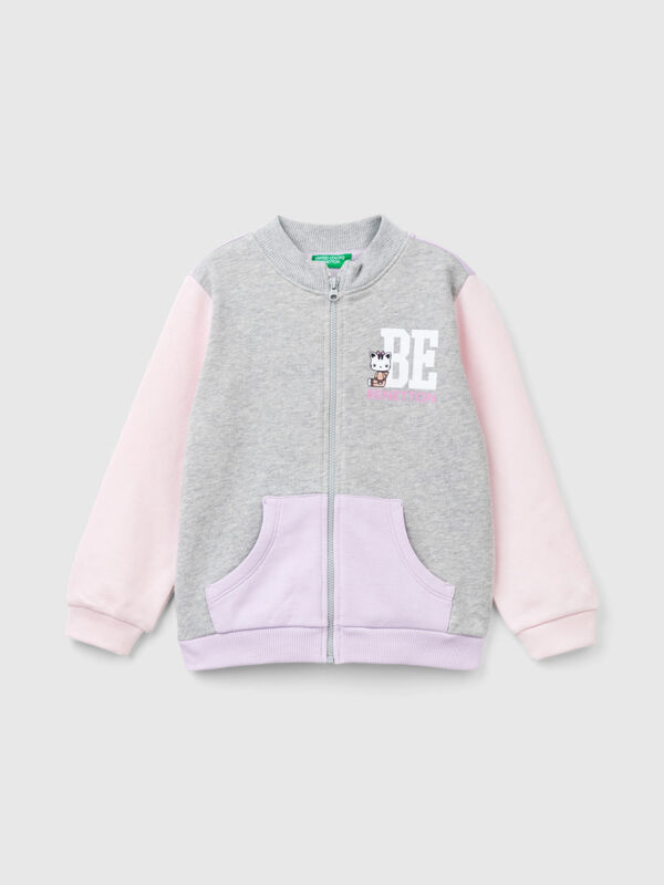 Hoodie with zip in organic cotton Junior Girl