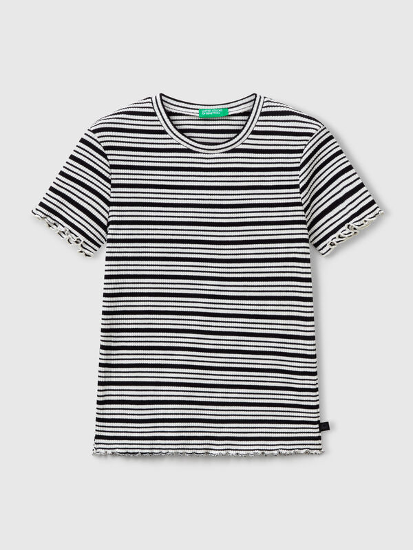 Striped stretch cotton t-shirt Junior Girl
