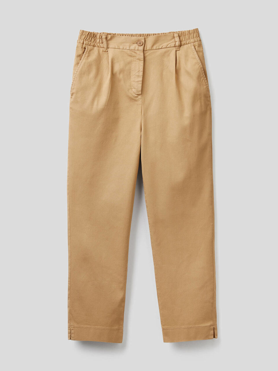 Stretch cotton solid color trousers image number 1