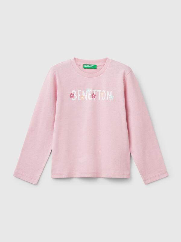 Slim fit t-shirt with glittery print Junior Girl