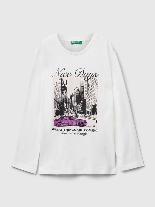 T-shirt with glitter print Junior Girl