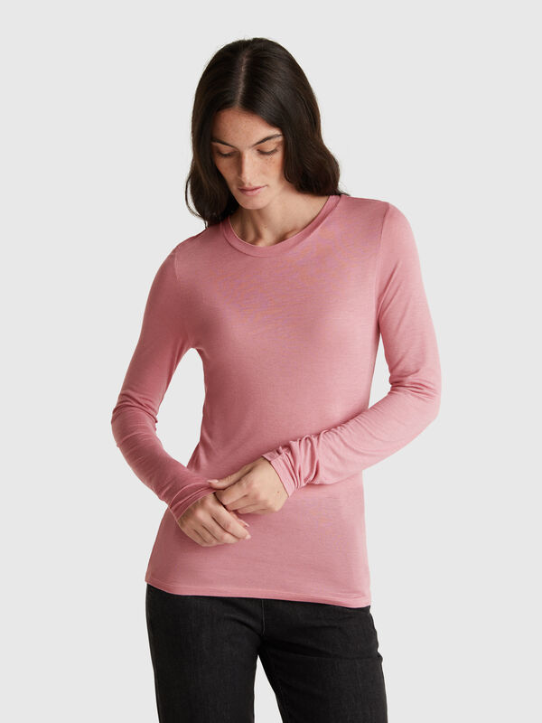 T-shirt in viscose and cashmere blend Women