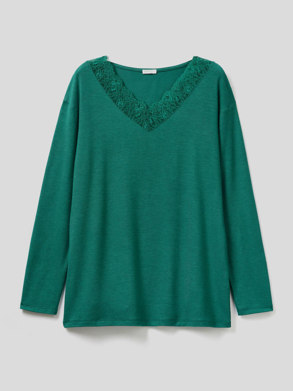 T-shirt with lace detail image number 1