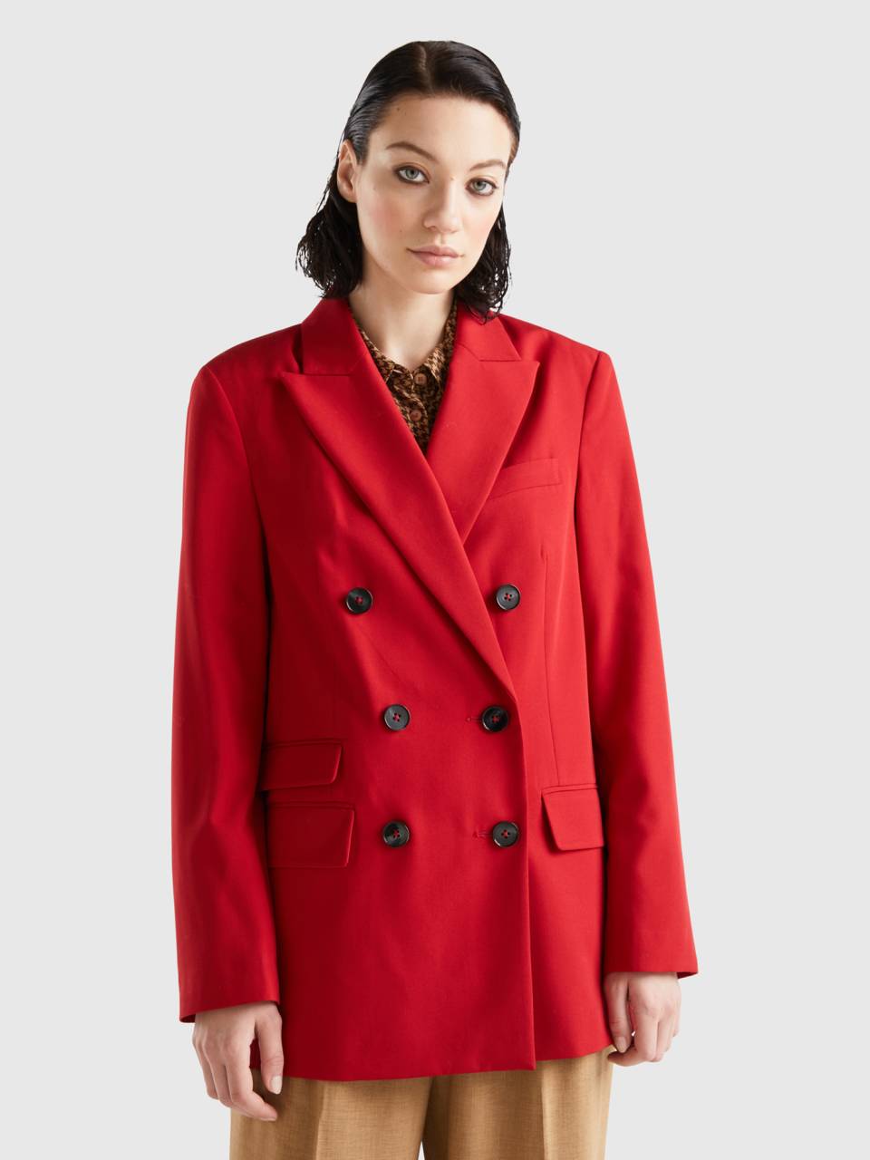 Double breasted blazer Red Benetton